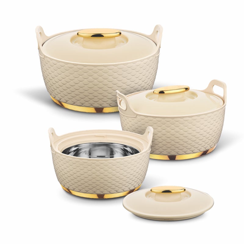 Asian Majestic Gold Insulated Cass Dlx Set3 (2500+3500+5000)ml - Assprted Color | Super PU Insulation Hot Pot with Stainless Steel Inner Casing | Hot Food Storage Container & Warmers - Image 1